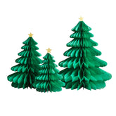 Green Honeycomb Christmas Trees 3pk